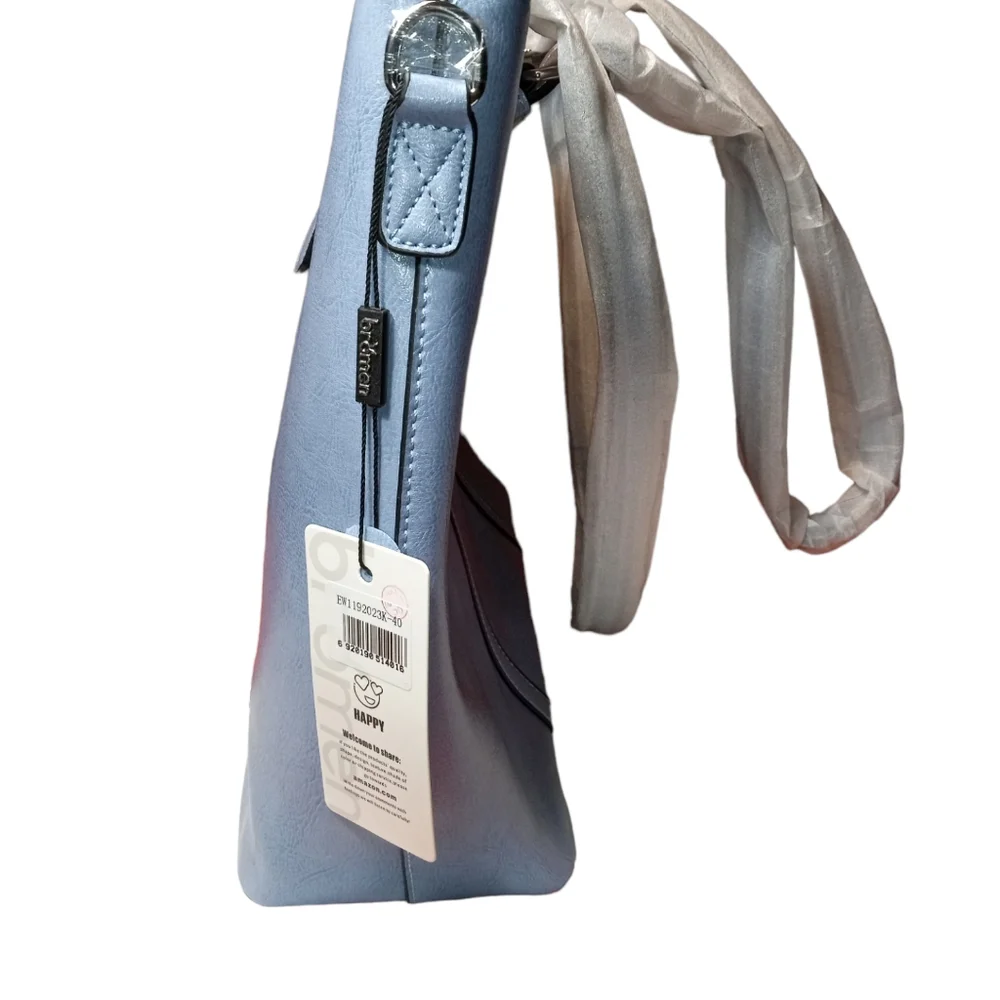 NWT Bromen Light Blue Faux Leather Laptop Bag